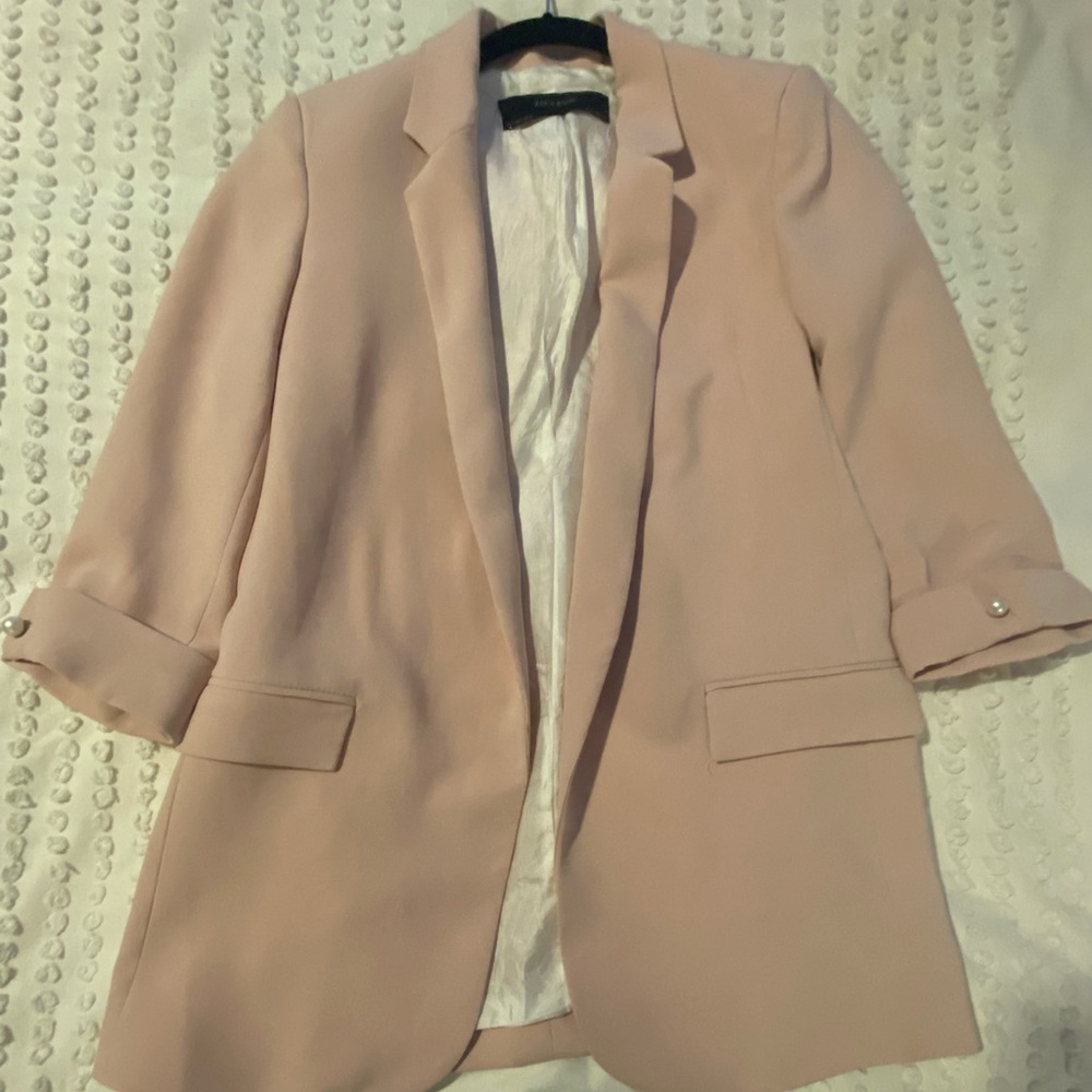 Long Zara Basic pink blazer